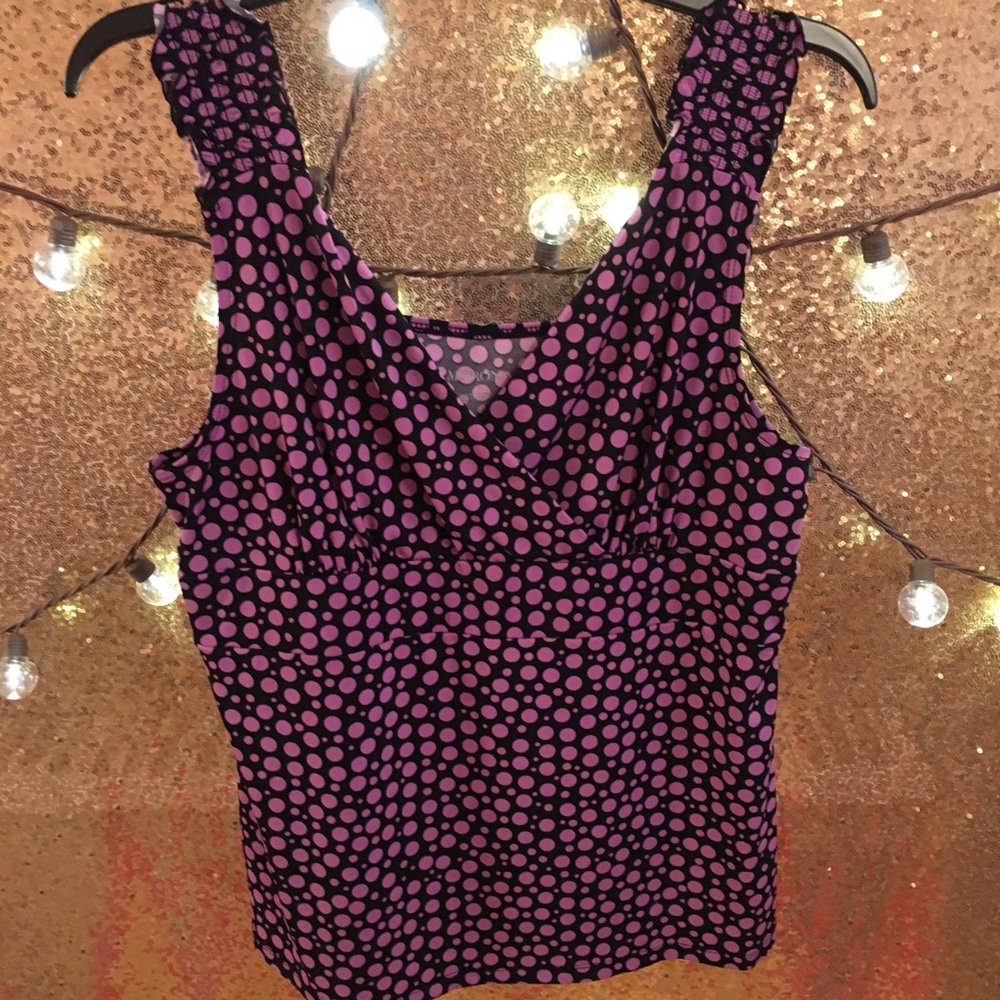NWOT Merona Purple Polka Dot Blouse